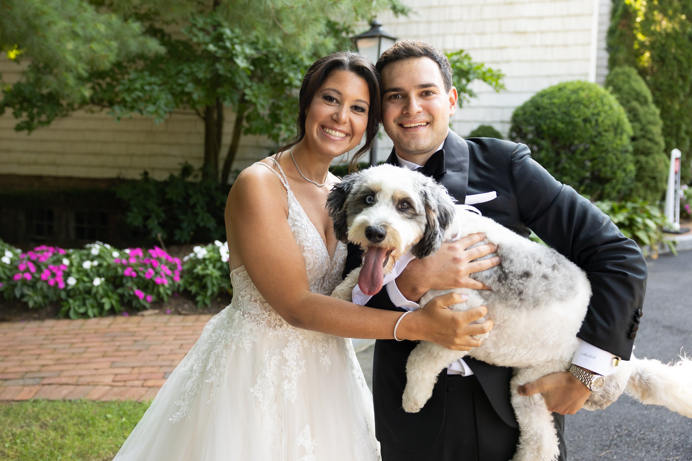 pet-photo Bride and groom with their dog at The Royalton Mansion wedding