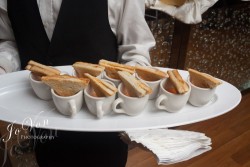 sandwiches being served at a wedding