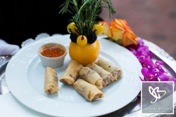 an assortment of food at a wedding reception