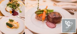 an assortment of food at a wedding reception