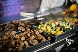 an assortment of food at a wedding reception