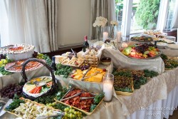 an assortment of food at a wedding reception