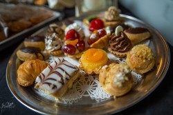 an assortment of food at a wedding reception