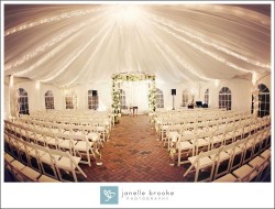 an empty wedding ceremony area, awaiting guests