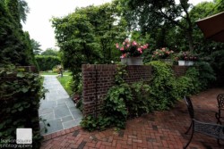 a photo of the royalton mansion grounds, brickwork
